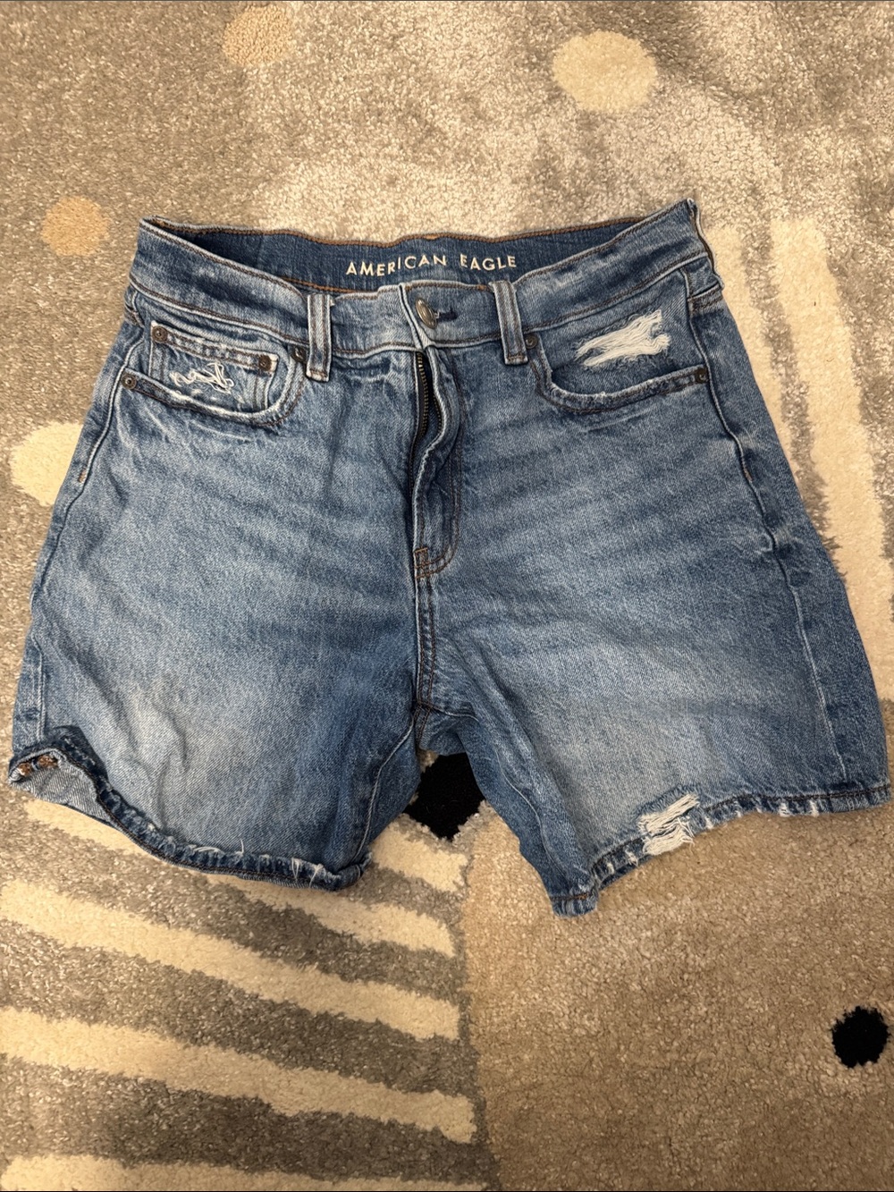 American Eagle Outfitters Medium Blue Distressed Denim Shorts